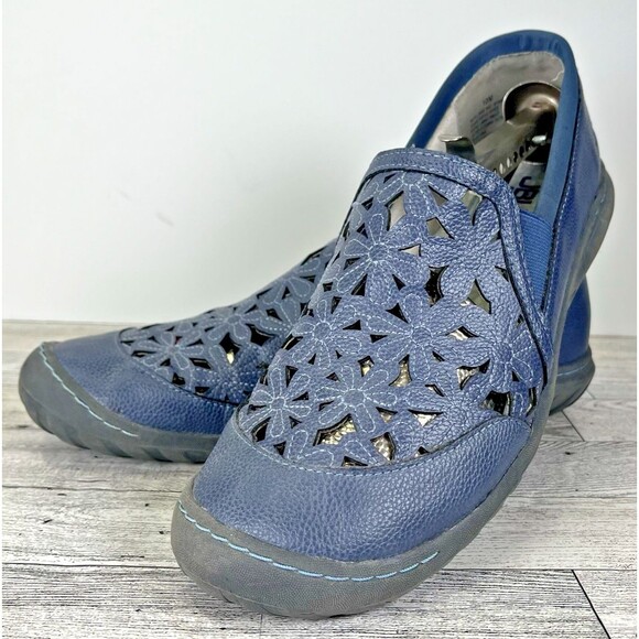 Jambu Shoes - JBU by Jambu Wildflower Moc Oxford Flat Women's Size 10 M Blue Vegan Comfort EUC